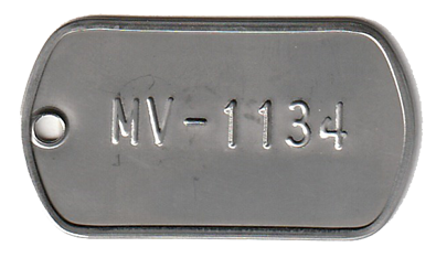1.125 x 2.00 tag embossed with 1 lines of .25 font
